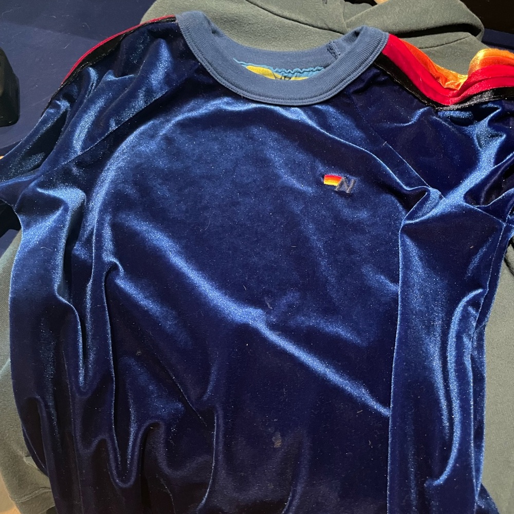 AVIATOR NATION kids sz 14 blue velvet sweatshirt
